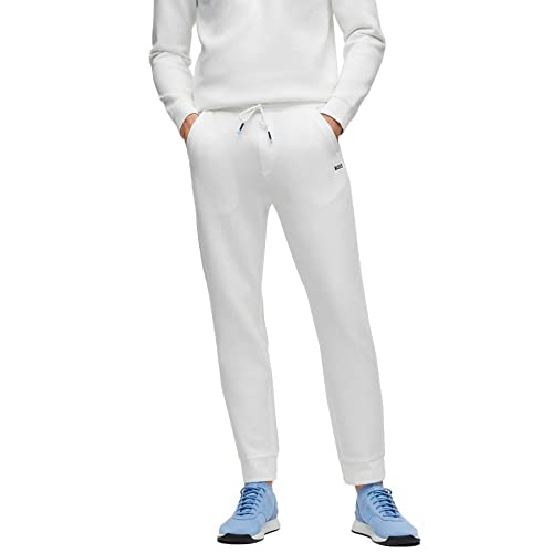BOSS Herren Hadiko 1 Regular-Fit Jogginghose mit mehrfarbigen Logos Weiß XL von BOSS