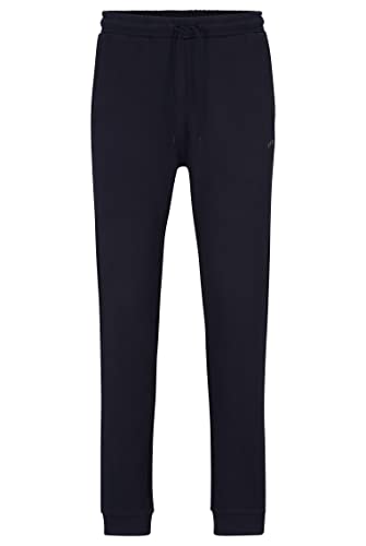 BOSS Herren Hadiko Curved Jogginghose aus Baumwolle mit geschwungenem Logo Dunkelblau L von BOSS