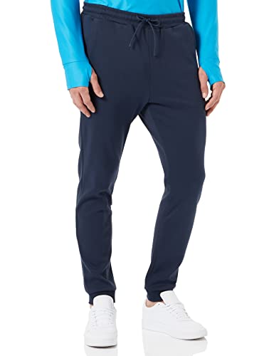 BOSS Herren Hadiko Curved Jogginghose aus Baumwolle mit geschwungenem Logo Dunkelblau L von BOSS