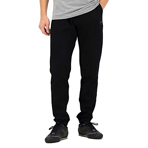 BOSS Herren Hadiko Curved Jogginghose aus Baumwolle mit geschwungenem Logo Schwarz L von BOSS