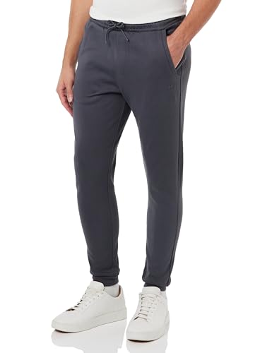 BOSS Herren Hadiko Curved Jogginghose aus Interlock-Baumwolle mit geschwungenem Logo Dunkelgrau 5XL von BOSS