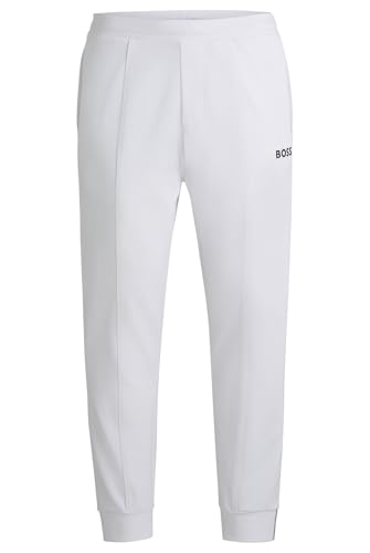 BOSS Herren Hadiko MB Regular-Fit Hose aus Stretch-Gabardine mit Logo-Detail Weiß XL BOSS Herren Hadiko MB Regular-Fit Hose aus Stretch-Gabardine mit Logo-Detail Weiß XL von BOSS