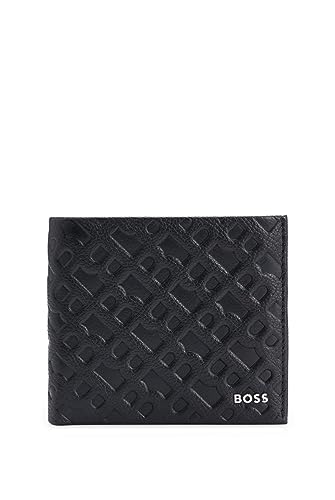 BOSS Herren Highway M Geldbörse aus genarbtem Leder mit Monogramm-Prägung Schwarz Stck von Hugo Boss