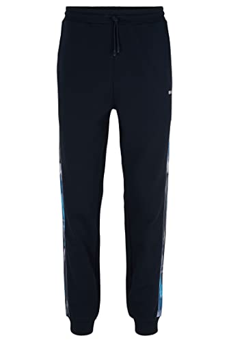 BOSS Herren Hurley Relaxed-Fit Jogginghose mit gemusterten Logo-Einsätzen Dunkelblau M von BOSS