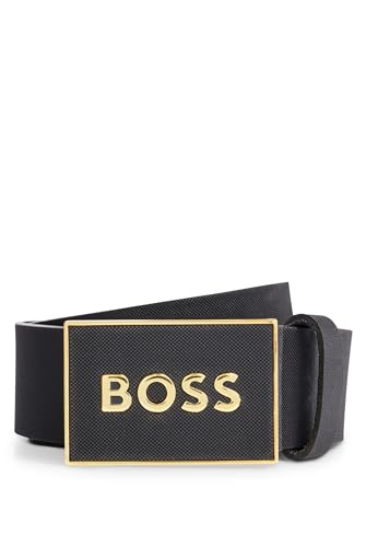 BOSS Herren Icon-S1 Gürtel aus italienischem Leder mit Koppelschließe Schwarz 95 von BOSS