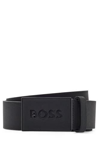 BOSS Herren Icon-S1 Gürtel aus italienischem Leder mit Koppelschließe Schwarz 100 von BOSS