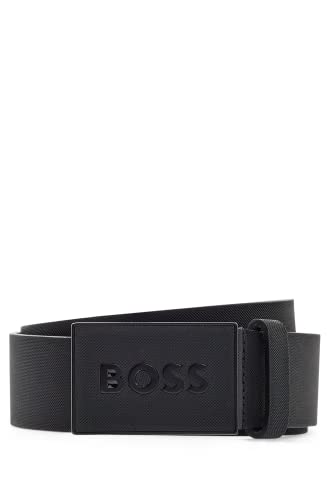 BOSS Herren Icon-S1 Gürtel aus italienischem Leder mit Koppelschließe Schwarz 105 von BOSS