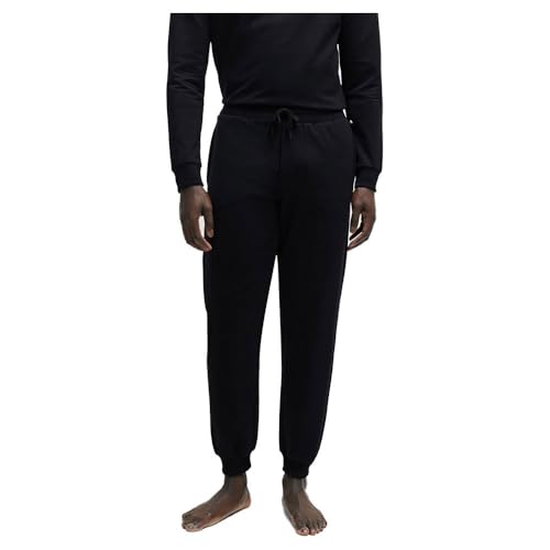 BOSS Herren Iconic Pants Jogginghose aus Baumwoll-Terry mit Beinbündchen und doppeltem Monogramm Schwarz M von BOSS