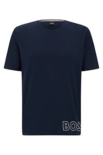 BOSS Herren Identity T-Shirt RN Crew Neck Kurzarm Schlafshirt Pyjama Oberteil, Farbe:Blau, Größe:XL, Artikel:-401 Dark Blue von BOSS