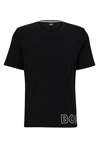 BOSS Herren Identity T-Shirt RN Pyjama-Shirt aus Stretch-Baumwolle mit Logo-Umriss Schwarz XL von BOSS