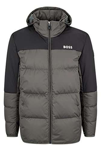 BOSS Herren J Hamar Wasserabweisende Daunenjacke mit Logo-Details Dunkelgrau M von BOSS