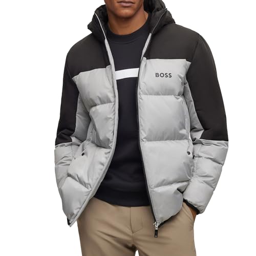 BOSS Herren J Hamar1 Wasserabweisende Regular-Fit Daunenjacke mit Logo-Detail Hellgrau L von BOSS