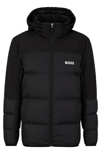 BOSS Herren J Hamar1 Wasserabweisende Regular-Fit Daunenjacke mit Logo-Detail Schwarz S von BOSS