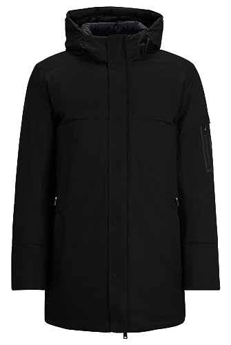 BOSS Herren J Terra Wasserabweisender Parka mit Logo an der Ärmeltasche Schwarz S von BOSS