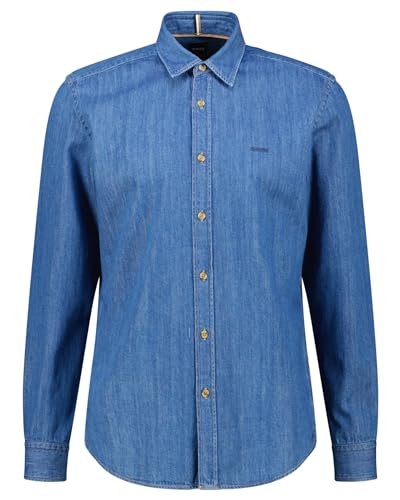 BOSS Herren Jeanshemd H-LIAM-KENT-E-C1-243 Regular Fit Langarm Navy (236) L von BOSS