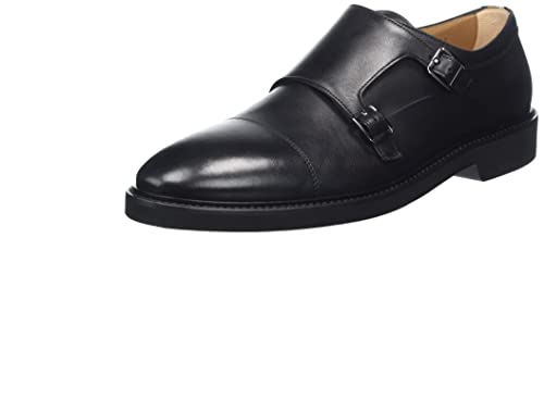 BOSS Herren Jerrard Monk Doppelte Monkstraps aus Leder mit gepolsterten Innensohlen Schwarz 9 Größe 43 von BOSS