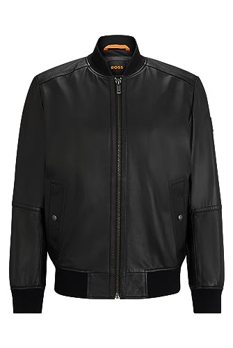 BOSS Herren Jogipi Regular-Fit Jacke aus strukturiertem Leder mit softer Haptik Schwarz 44 von BOSS