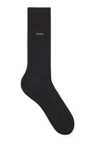 BOSS Herren John RS Uni WO Mittelhohe Logo-Socken aus Woll-Mix Schwarz 43-46 von HUGO BOSS