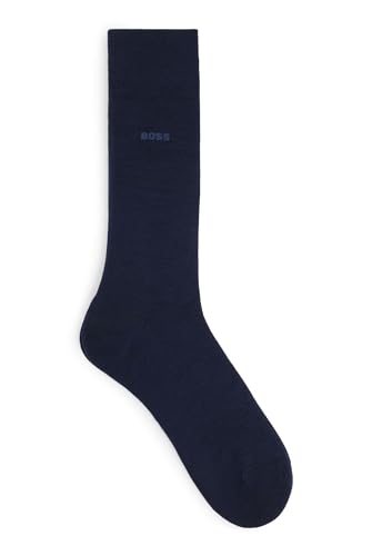 BOSS Herren John RS Uni WO Mittelhohe Logo-Socken aus Woll-Mix Dunkelblau 43-46 von HUGO BOSS