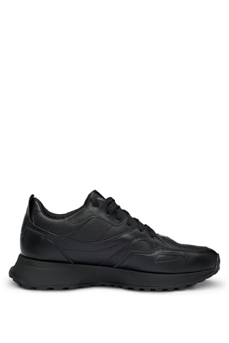 BOSS Herren Jonah Runn Gore-TEX wasserdichte Sneakers aus poliertem Leder mit Schnürung Schwarz005 45 Größe 45 von BOSS