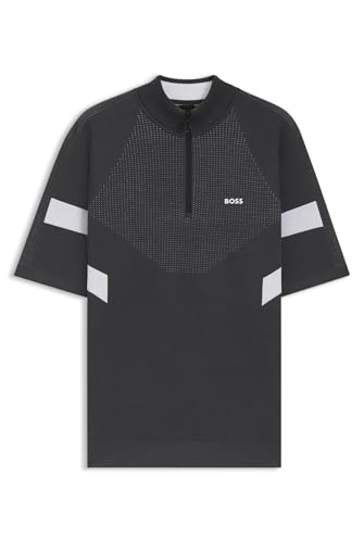 BOSS Herren K Tennis Retro QZ Kurzärmeliger Pullover aus Baumwolle mit Jacquard-Struktur Dunkelgrau XL BOSS Herren K Tennis Retro QZ Kurzärmeliger Pullover aus Baumwolle mit Jacquard-Struktur Dunkelgrau XL von BOSS