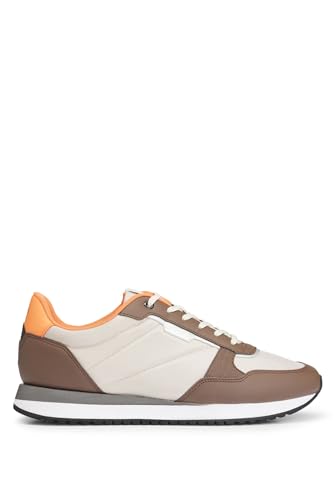 BOSS Herren Kai Runn Sneakers aus verschiedenen Materialien mit farbigen Details Hellbraun 47 Größe 47 von BOSS