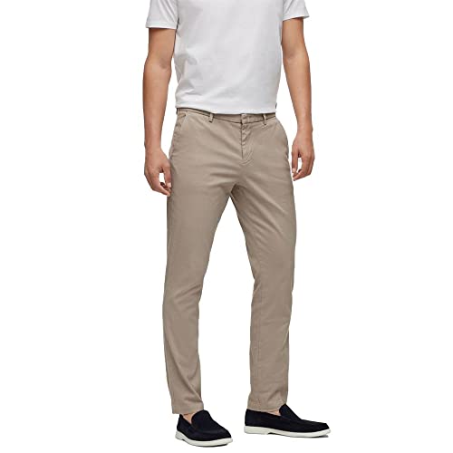 BOSS Herren Kaito1 Slim-Fit Chino aus elastischem Baumwoll-Mix Hellbeige 44 BOSS Herren Kaito1 Slim-Fit Chino aus elastischem Baumwoll-Mix Hellbeige 44 von BOSS