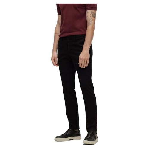 BOSS Herren Kaito1 Slim-Fit Chino aus elastischem Baumwoll-Mix Schwarz001 54 von BOSS