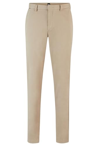 BOSS Herren Kaito1 Slim-Fit Chino aus elastischer Baumwoll-Gabardine Hellbeige 106 von BOSS