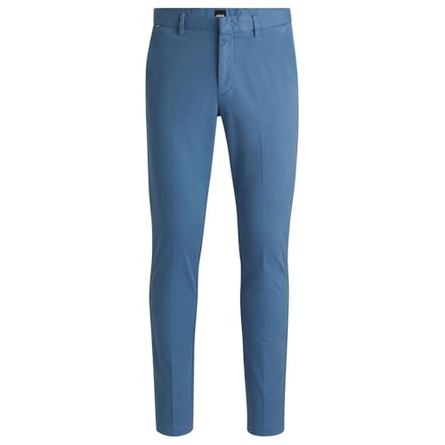 BOSS Herren Kaito1 Slim-Fit Chino aus elastischer Baumwoll-Gabardine Hellblau 54 von BOSS