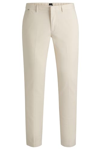 BOSS Herren Kaito1 Slim-Fit Chino aus elastischer Baumwoll-Gabardine Weiß 52 von BOSS