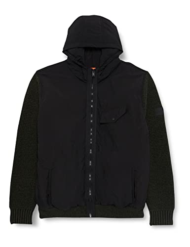 BOSS Herren Kalbumy Hybride Regular-Fit Jacke mit Logo-Aufnäher aus Silikon Schwarz L von BOSS