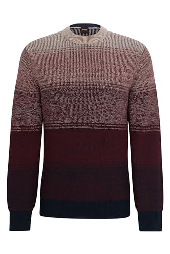 BOSS Herren Kaller Regular-Fit Strickpullover aus Baumwoll-Mix in Dégradé-Optik Dunkelblau S von BOSS