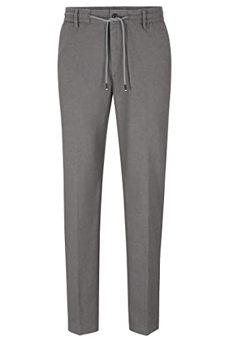 BOSS Herren Kane-DS Regular-Fit Hose aus knitterfreiem Baumwoll-Mix mit Twill-Struktur Silber 52 von BOSS