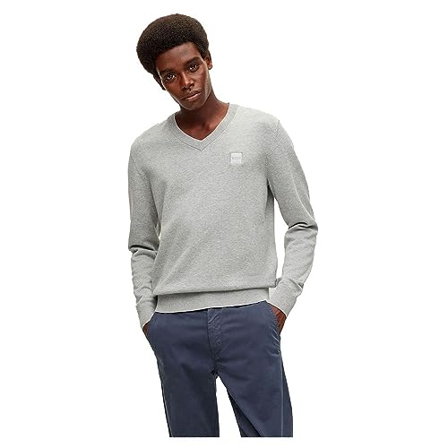 BOSS Herren Kanovano V Regular-Fit Pullover aus Baumwolle mit Kaschmir-Anteil und Logoaufnäher Hellgrau M BOSS Herren Kanovano V Regular-Fit Pullover aus Baumwolle mit Kaschmir-Anteil und Logoaufnäher Hellgrau M von BOSS
