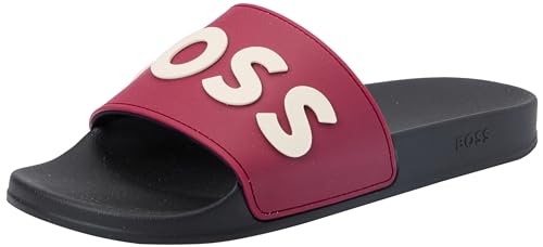 BOSS Herren Kirk rblg_N Slide, Dark Red, 45 EU von BOSS