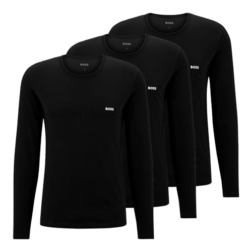 BOSS Herren R-Neck Long Sleeve-Shirt, 3er Pack, Black, XXL von BOSS