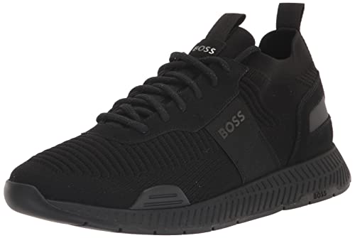 BOSS Herren Lauf Mesh-Mix Sneaker, Black Oil, 40 EU von BOSS