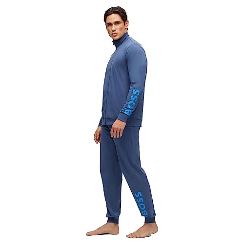 BOSS Herren Long Set 1 Loungewear-Set aus Stretch-Baumwolle mit kontrastierenden Logos Hellblau M von BOSS