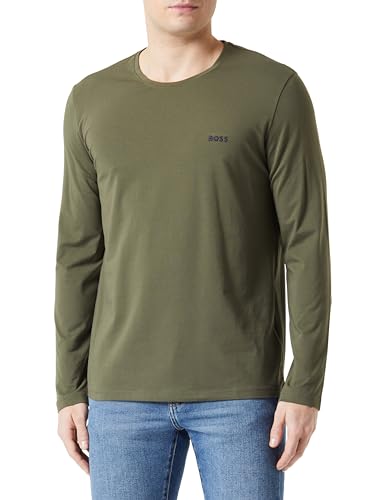 BOSS Herren Longsleeve Homewear Pullover Sweater Sweatshirt Mix&Match LS-Shirt, Farbe:Grün, Größe:L, Artikel:-307 Dark Green von BOSS