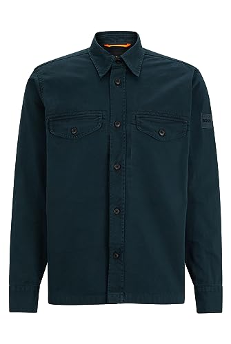 BOSS Herren Lovelock Oversized Overshirt aus Baumwoll-Twill Hellgrün L von BOSS