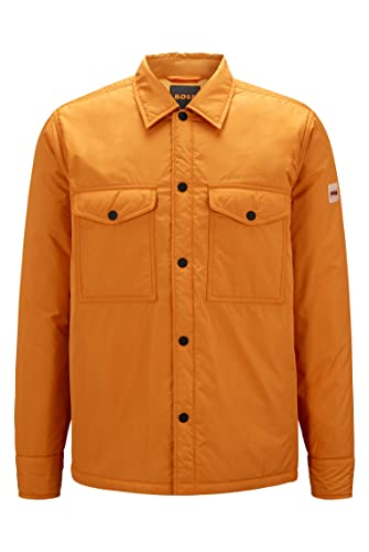 BOSS Herren Lowarm 1 Wasserabweisendes Oversized Overshirt mit gummiertem Logo Hellorange XL von BOSS