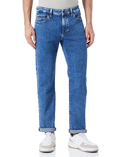 BOSS Herren Maine BC Crop-C Blaue Regular-Fit Jeans aus bequemem Stretch-Denim Blau 30/34 von BOSS