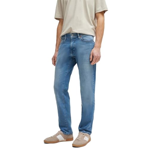 BOSS Herren Maine BC-L-C Blaue Regular-Fit Jeans aus schwerem Denim Türkis 30/32 von BOSS