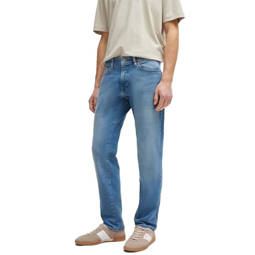 BOSS Herren Maine BC-L-C Blaue Regular-Fit Jeans aus schwerem Denim Türkis 33/32 von BOSS