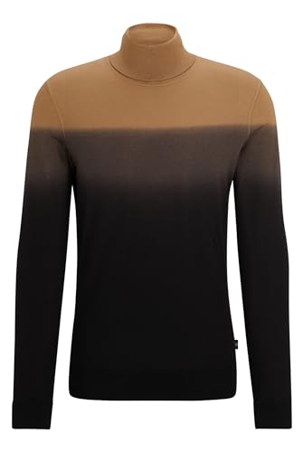 BOSS Herren Mandato Rollkragenpullover aus Schurwolle und Seide in Dégradé-Optik Beige XL von BOSS