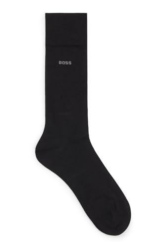 BOSS Herren Marc RS Uni CC Mittelhohe Logo-Socken aus gekämmter Stretch-Baumwolle Schwarz 43-46 von BOSS