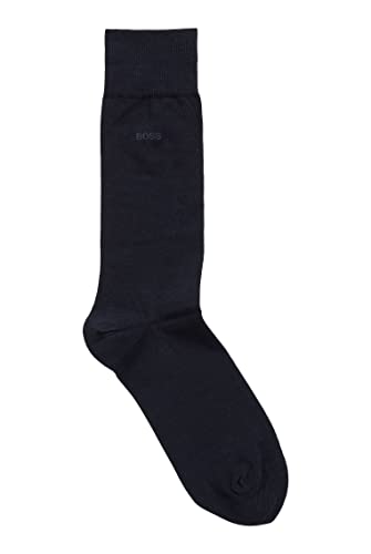 BOSS Herren Marc RS Uni CC Mittelhohe Logo-Socken aus gekämmter Stretch-Baumwolle Dunkelblau 43-46 von BOSS