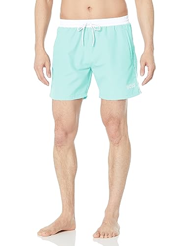 BOSS Herren Mittellange Einfarbige Badehose, Biscay Green, XL von BOSS