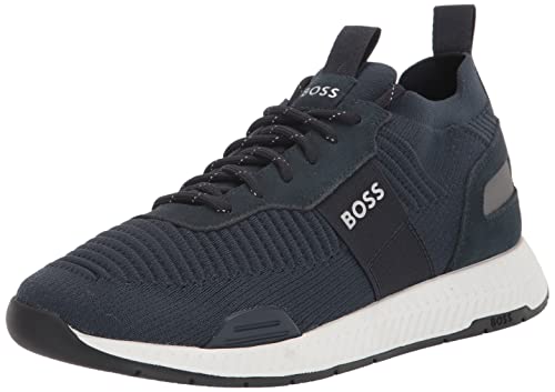 BOSS Herren Mesh-Mix Laufschuhe Sneaker, Sky Captain Navy, 43 EU von BOSS
